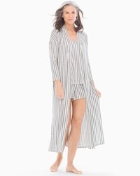 Pajama Long Wrap Heritage Stripe Ivory | Soma Intimates