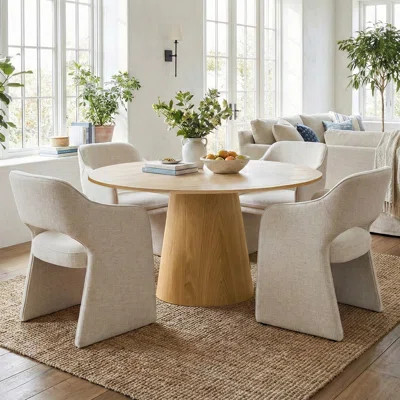 4 - Person Dining Table Sets With Round Table & 4 Upholstered Chairs | Wayfair North America