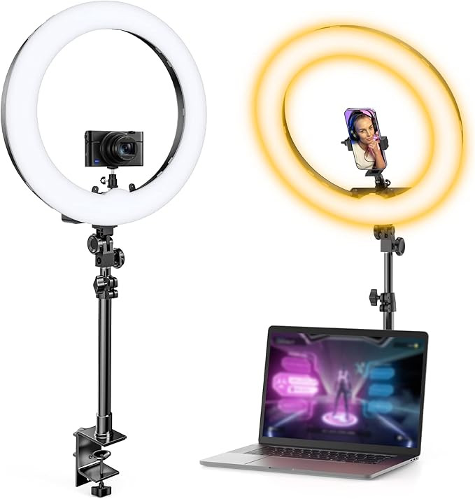 Dazzne Desktop Ring Light for Zoom Meetings, 19“ Computer Ring Light with Stand for Video Confe... | Amazon (US)