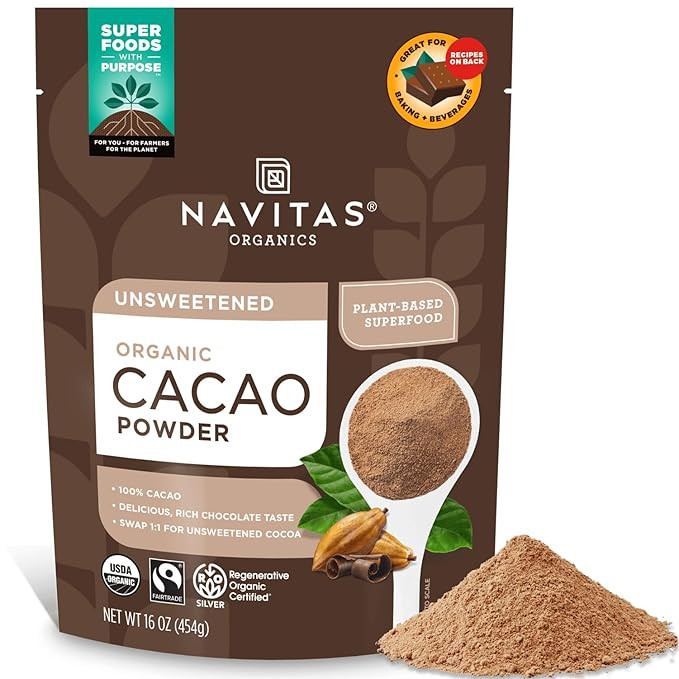 Navitas Organics Organic Cacao Powder, Non-GMO, Fair Trade, Gluten-Free, 16 Ounce | Amazon (US)