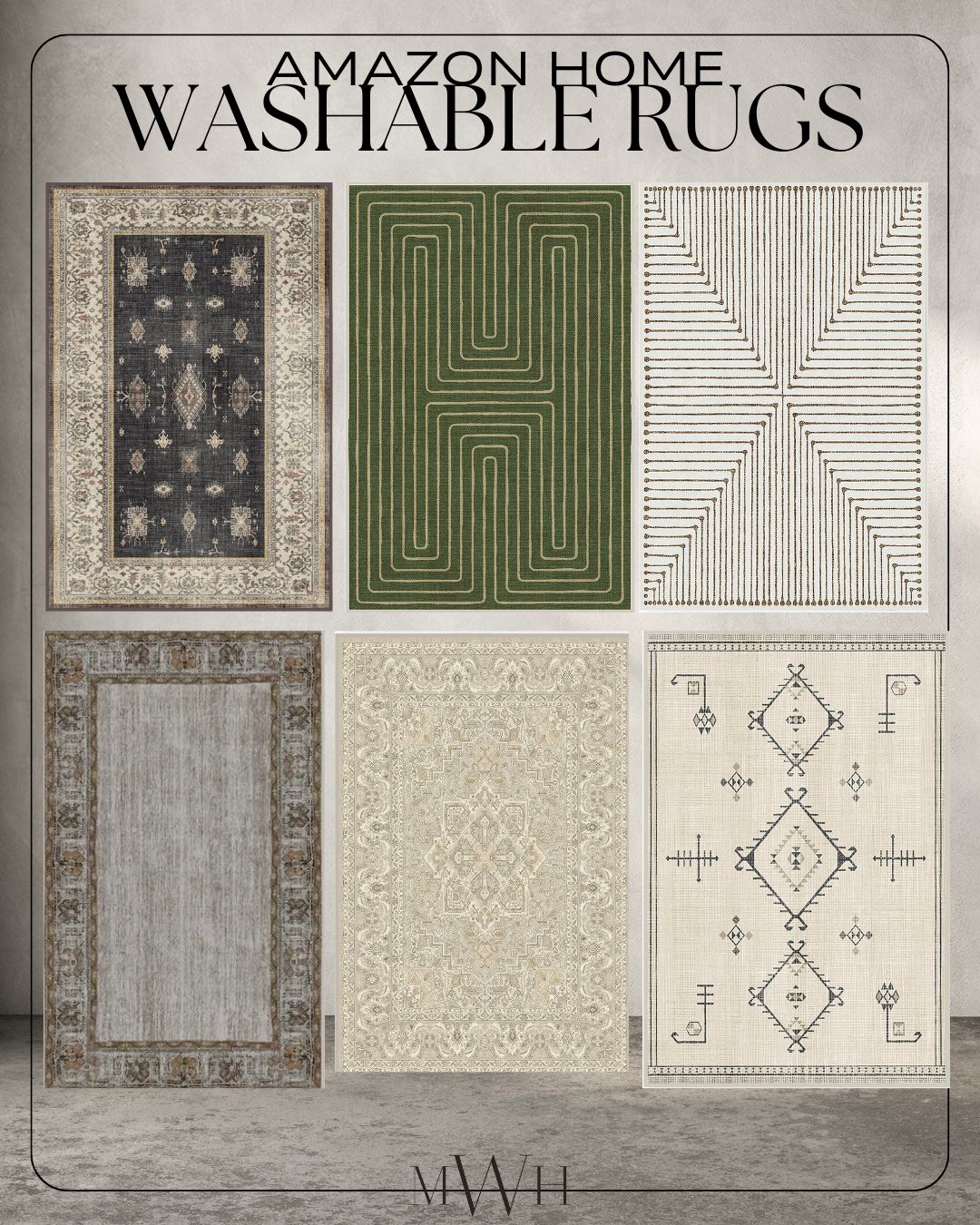 RUGGABLE x Jonathan Adler Washable Rug- Perfect Modern Area Rug for Living Room, Bedroom, Kitchen... | Amazon (US)