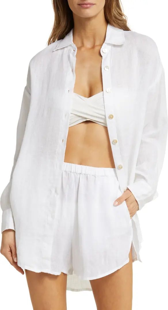 Playa Oversize Linen Cover-Up Shirt | Nordstrom