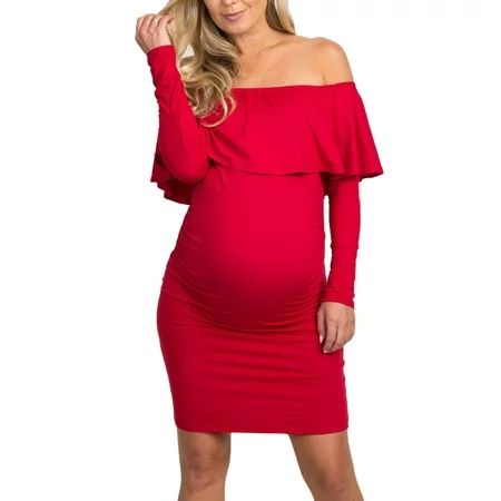 Maternity Dresses for Pregnant Women Photography Props Gown Ruffled Off Shoulder Casual Long Sleeve  | Walmart (US)