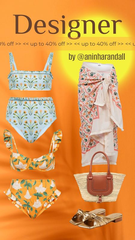 Designer up to 40% off | Chloe Raffia Bag | Resort Style | Floral Bikini | Leather Sandals

#LTKswim #LTKsalealert #LTKFind