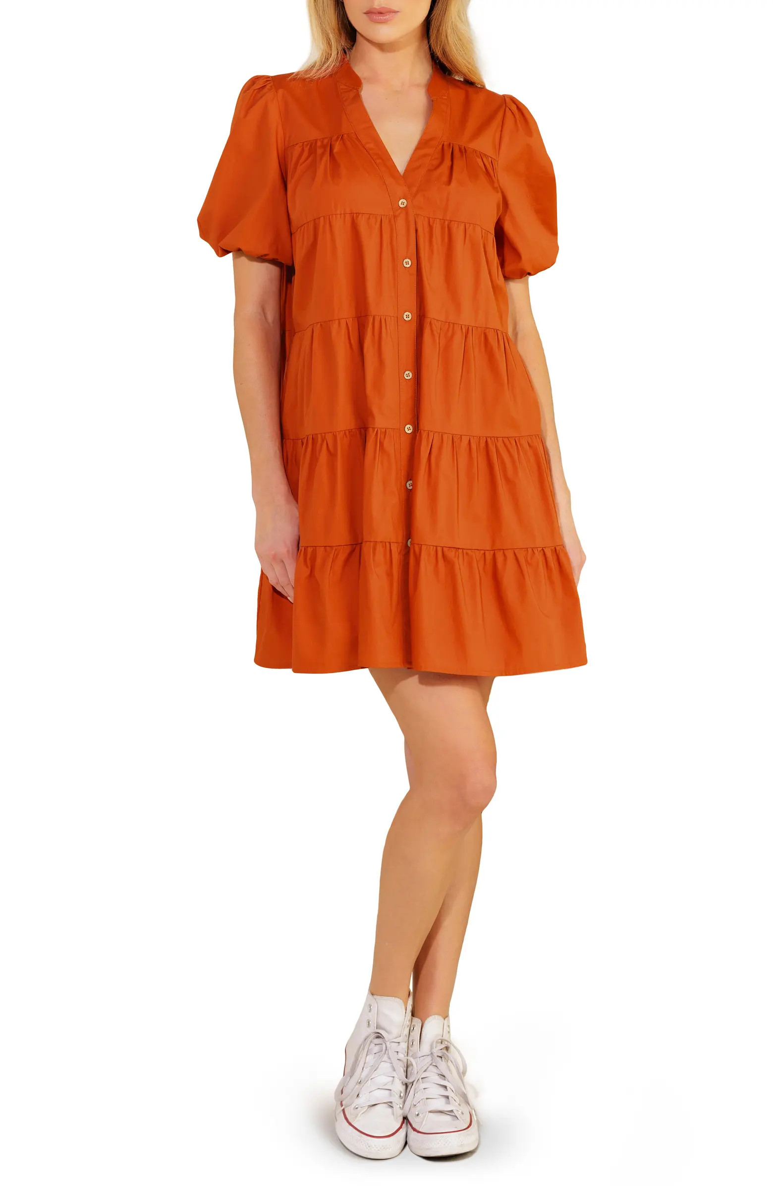 FLYING TOMATO Puff Sleeve Tiered Minidress | Nordstromrack | Nordstrom Rack