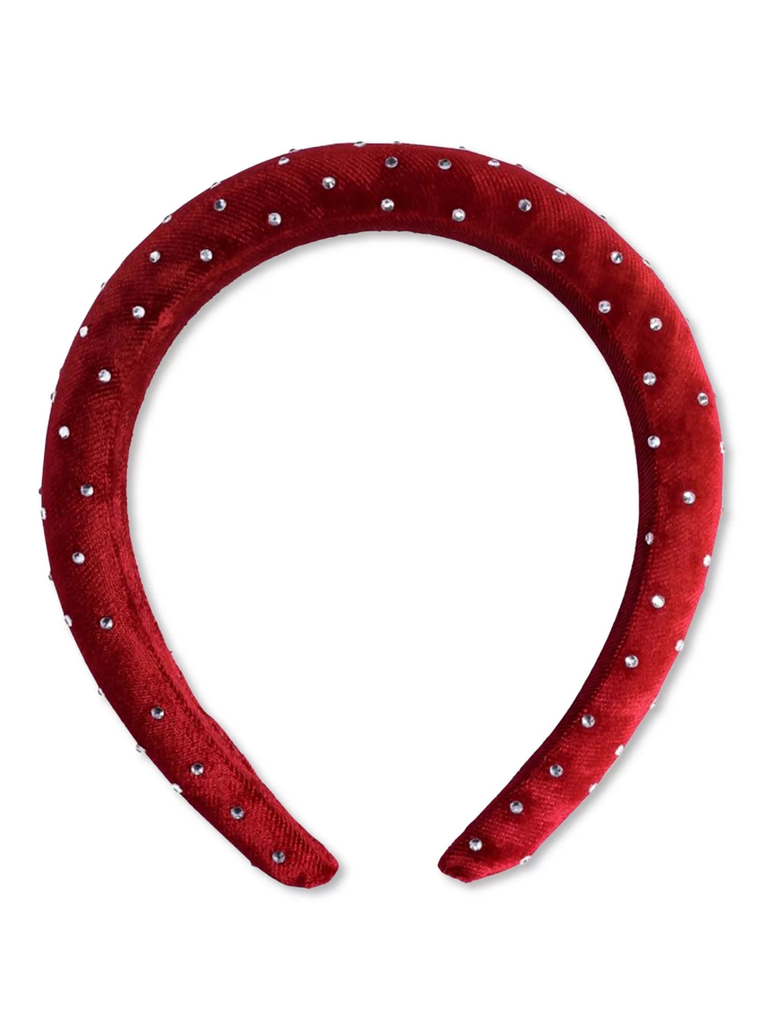 Time and Tru Women’s Embellished Velvet Headband, Red | Walmart (US)