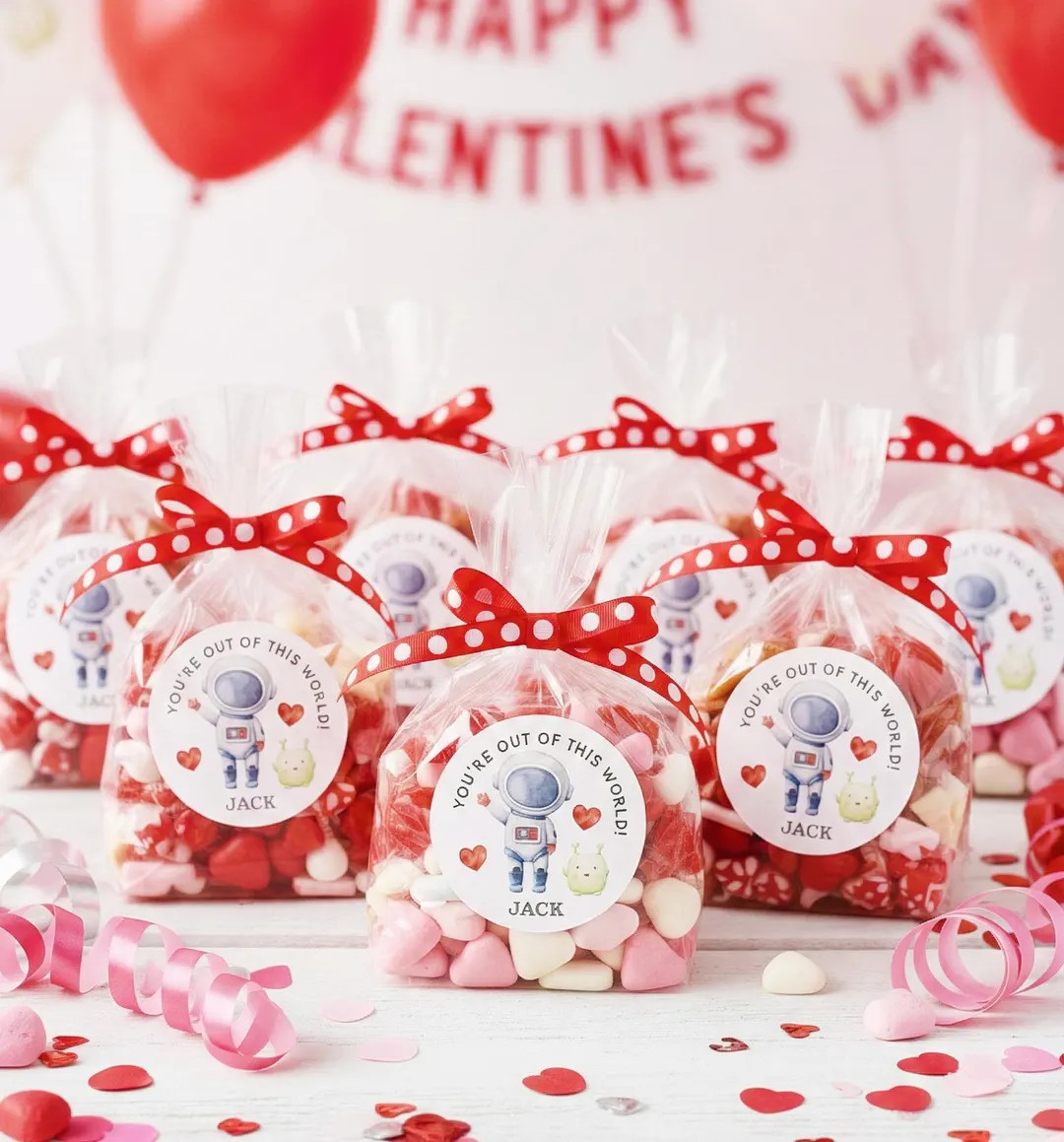 Out of this World Space Valentine Stickers, Personalized Valentine Party Favor Stickers, Cute Spa... | Etsy (US)