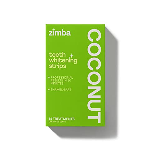Zimba Coconut Flavored Teeth Whitening Strips | Vegan, Enamel Safe Hydrogen Peroxide Teeth Whitener for Coffee, Wine, Tobacco, and Other Stains | 14 Day Treatment | Coconut | Amazon (US)