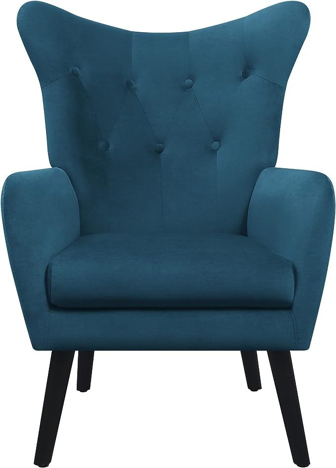 Morden Fort Velvet Wingback Chair Modern Upholstered Tufted Armchair with Tapered Legs for Living... | Amazon (US)