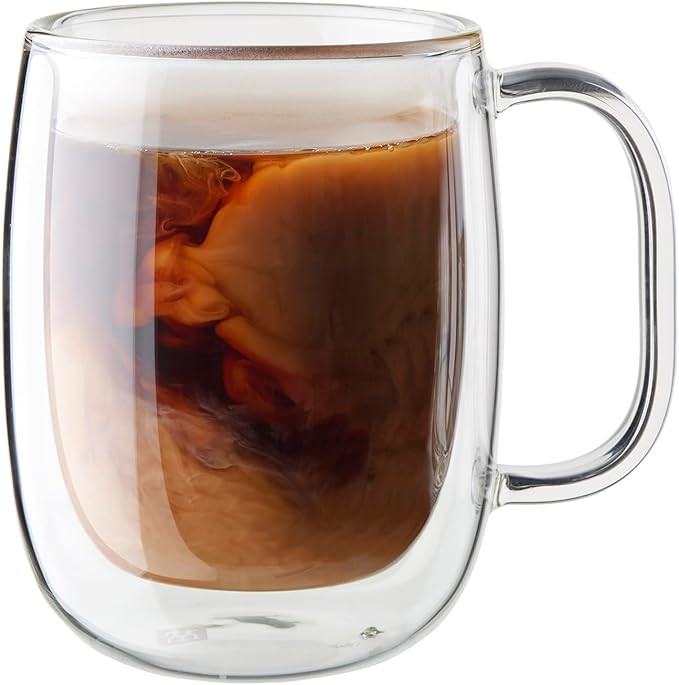 ZWILLING Sorrento Plus 2-pc Double-Wall Glass Coffee Mug Set, 12-oz, 355ml, Clear | Amazon (US)