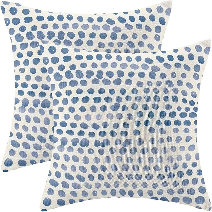Polka Dot Pillow Covers 20x20 Inch Set of 2 Blue Cream Outdoor Decor Throw Pillows for Couch Mode... | Amazon (US)