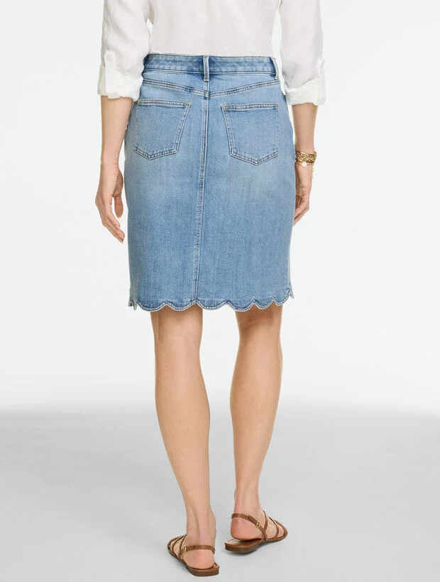 Scallop Hem Denim A-Line Skirt - Grace Bay Wash | Talbots