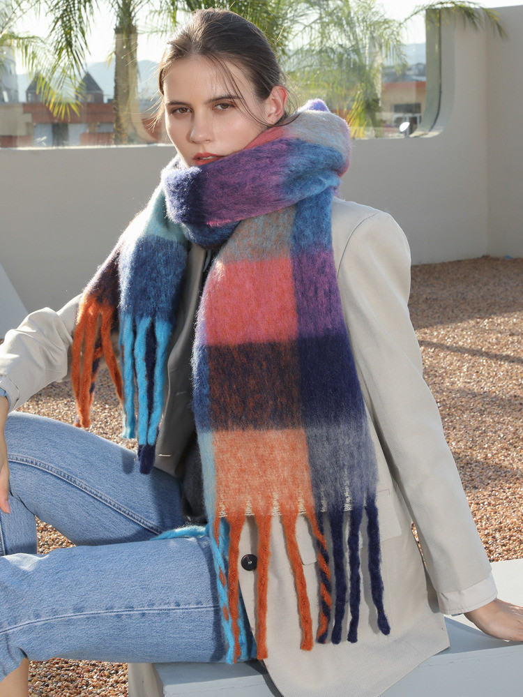 Plaid Pattern Fringe Trim Scarf | SHEIN