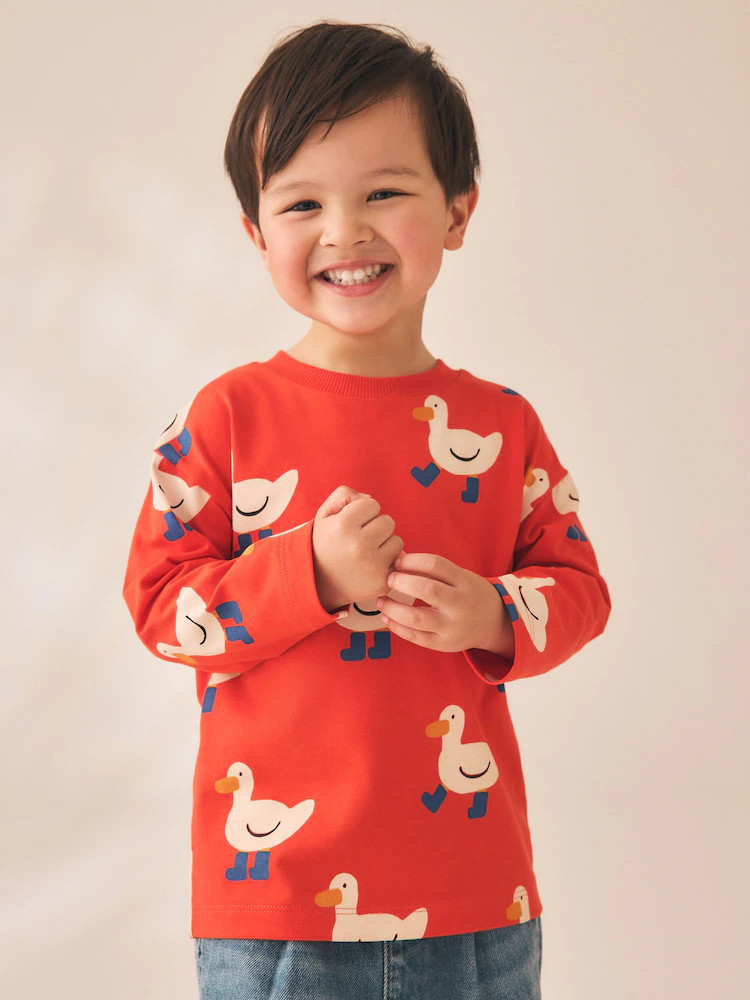 Red Duck Long Sleeve All Over Print T-Shirt (3mths-7yrs) | Next US
