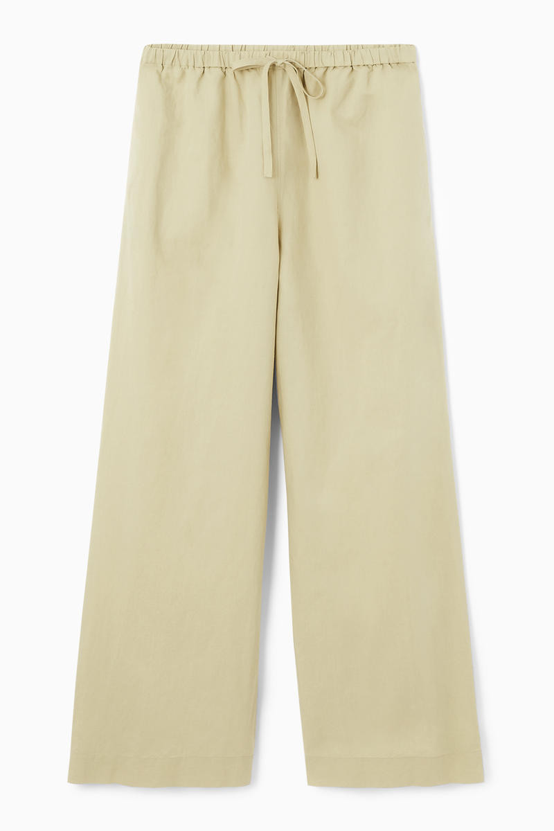 Wide-Leg Linen Drawstring Pants in Beige | COS (US)