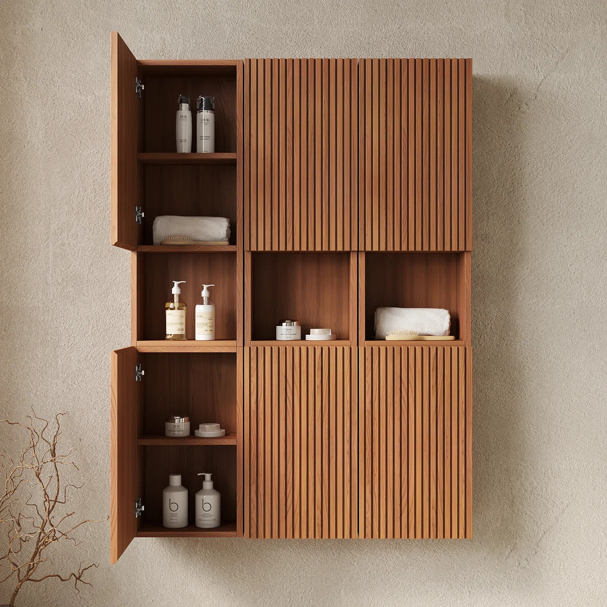 Mitch 41" Bathroom Wall Mounted Cabinet, Composed Of 6 Cabinets With Doors, Can Be Used In Combin... | Wayfair North America