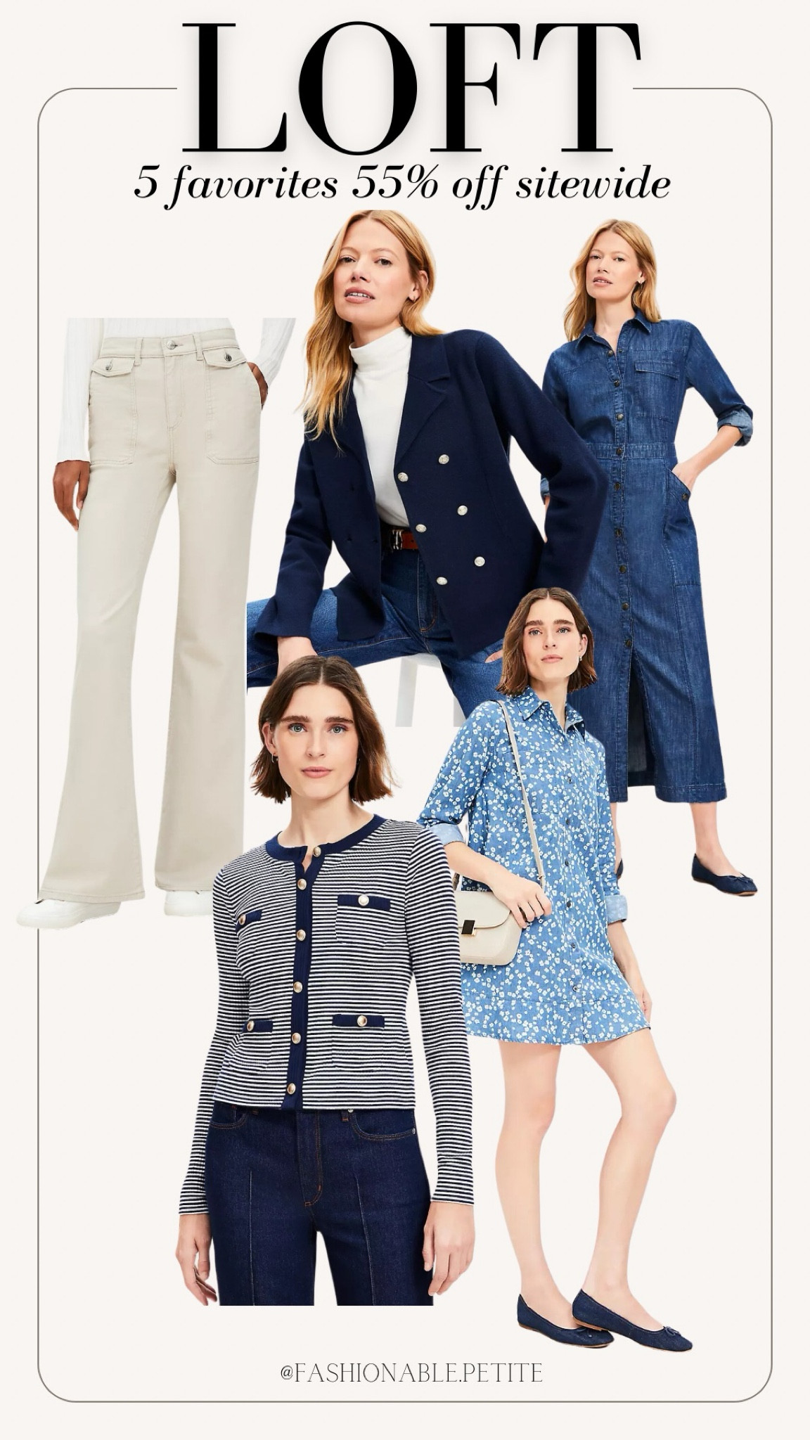New arrivals from loft! I love this navy sweater blazer and chambray shirt dress! 

Loft, denim dress, chambray dress, double breasted sweater blazer, striped sweater, flare pants, petite outfit, winter outfit 

#LTKSaleAlert #LTKFindsUnder100
