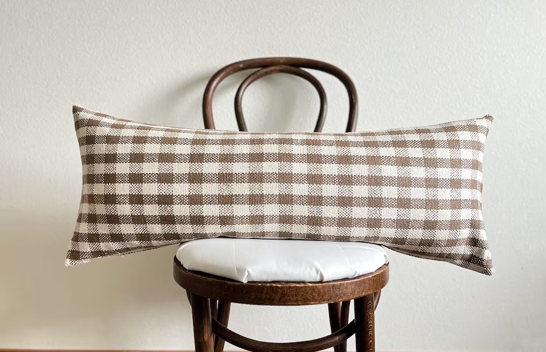 Brown Beige and Cream Gingham Buffalo Plaid Checked Pillow Cover Modern Farmhouse Country Large L... | Etsy (US)
