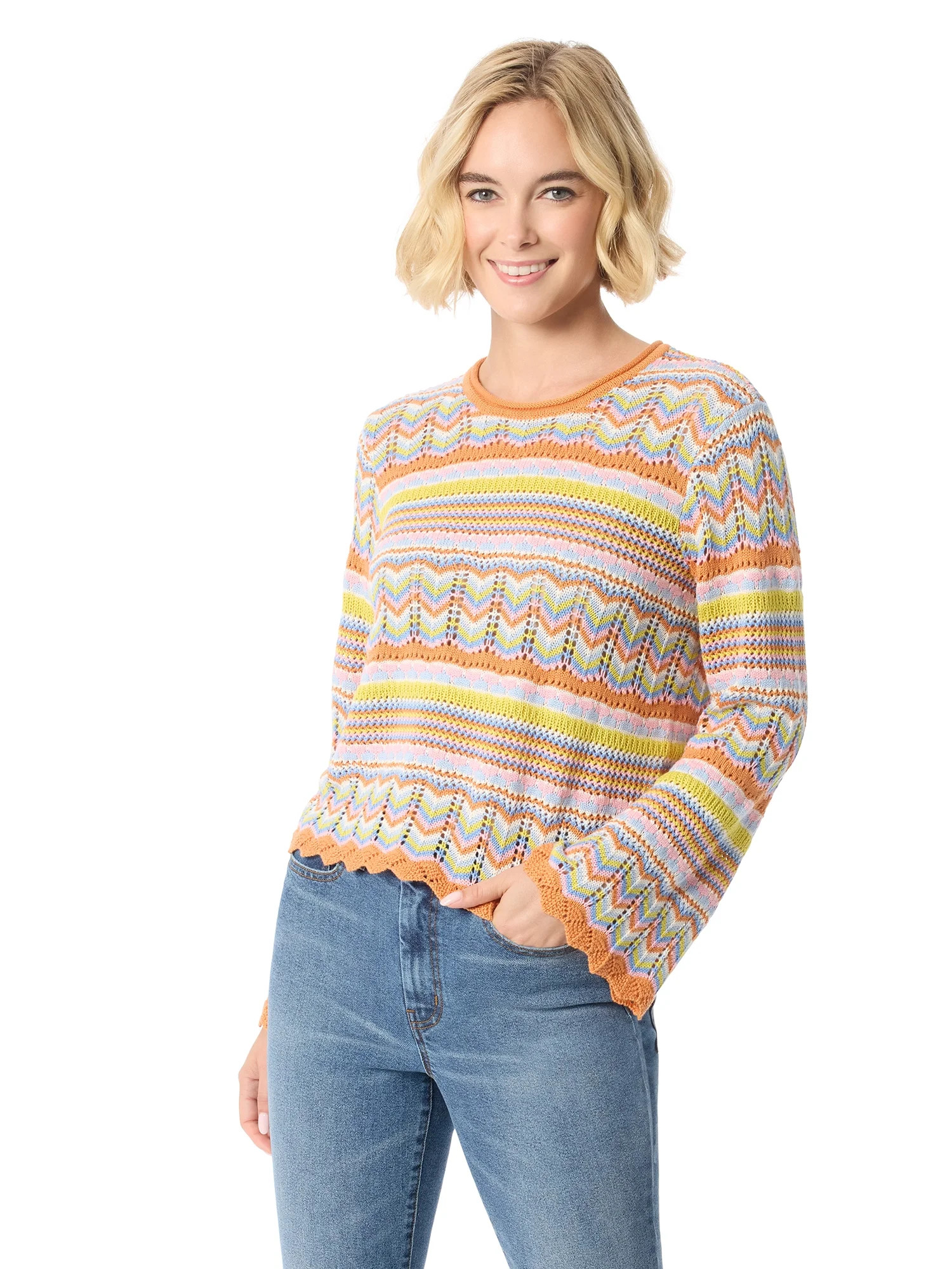 Jessica Simpson Women's and Women's Plus Pointelle Pullover, Sizes XS-5X - Walmart.com | Walmart (US)