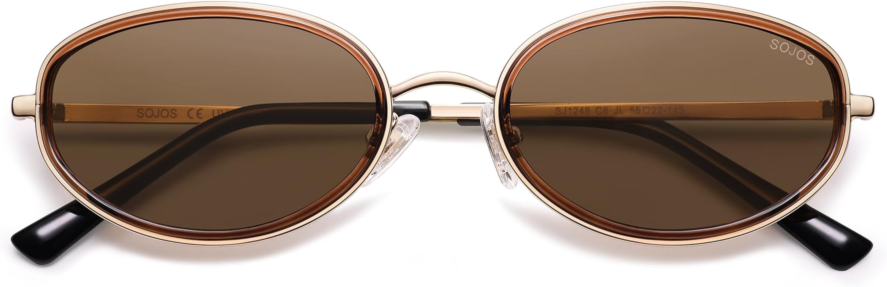SOJOS Trendy Oval Polarized Sunglasses for Women Men, 80s 90s Chic Retro Vintage Sunnies SJ1248 | Amazon (US)