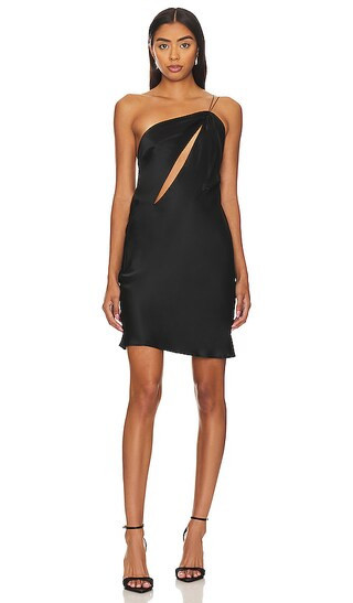 Nadine Silk Mini Dress in Black Silk Dress Black Cocktail Dress Fall Cocktail Dress | Revolve Clothing (Global)