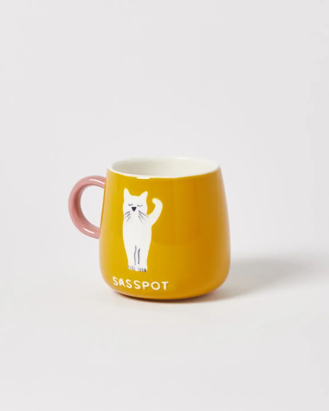 Sasspot Cat Yellow Ceramic Mug | Oliver Bonas US | Oliver Bonas (Global)