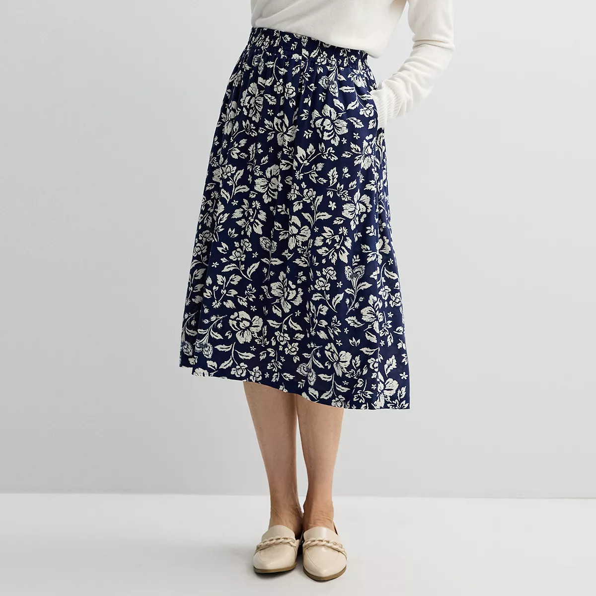 Women's Croft & Barrow® Elastic Waist Midi Skirt | Kohl's