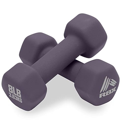 RBX Weights Dumbbells Set - Neoprene Arm Weights with Non-Slip Grip, Strength Training Equipment Workout Weights for at Home or Gym Training, Anti-Roll Royal Plum | Amazon (US)