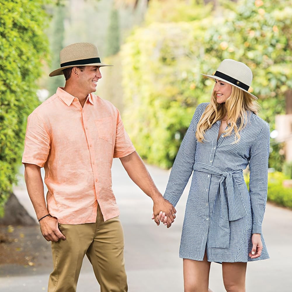 Wallaroo Hat Company Men\u2019s Palm Beach Fedora \u2013 UPF 50+ UV Sun Protection, Wide Brim Sun... | Amazon (US)