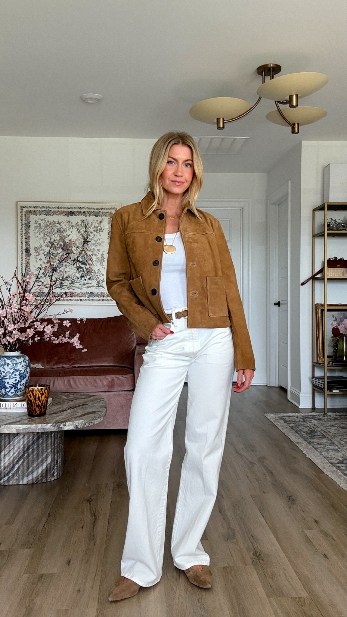 Suede jacket + white denim for spring.

#LTKootd #LTKstorytime #LTKgrwm
