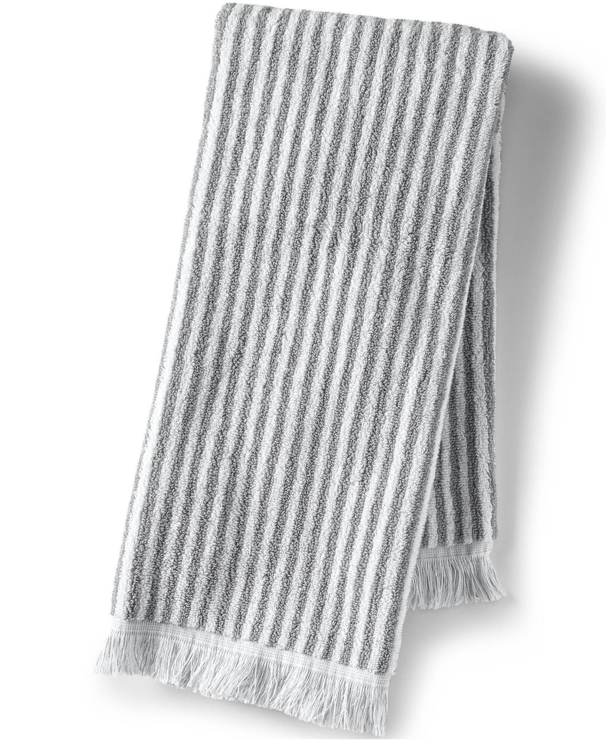 Lands' End Cotton Yarn-dyed Stripe Hand Towel - Ultimate gray stripe | Macy's