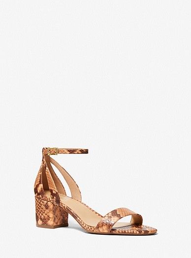 Cardi Flex Snake Embossed Leather Sandal | Michael Kors US