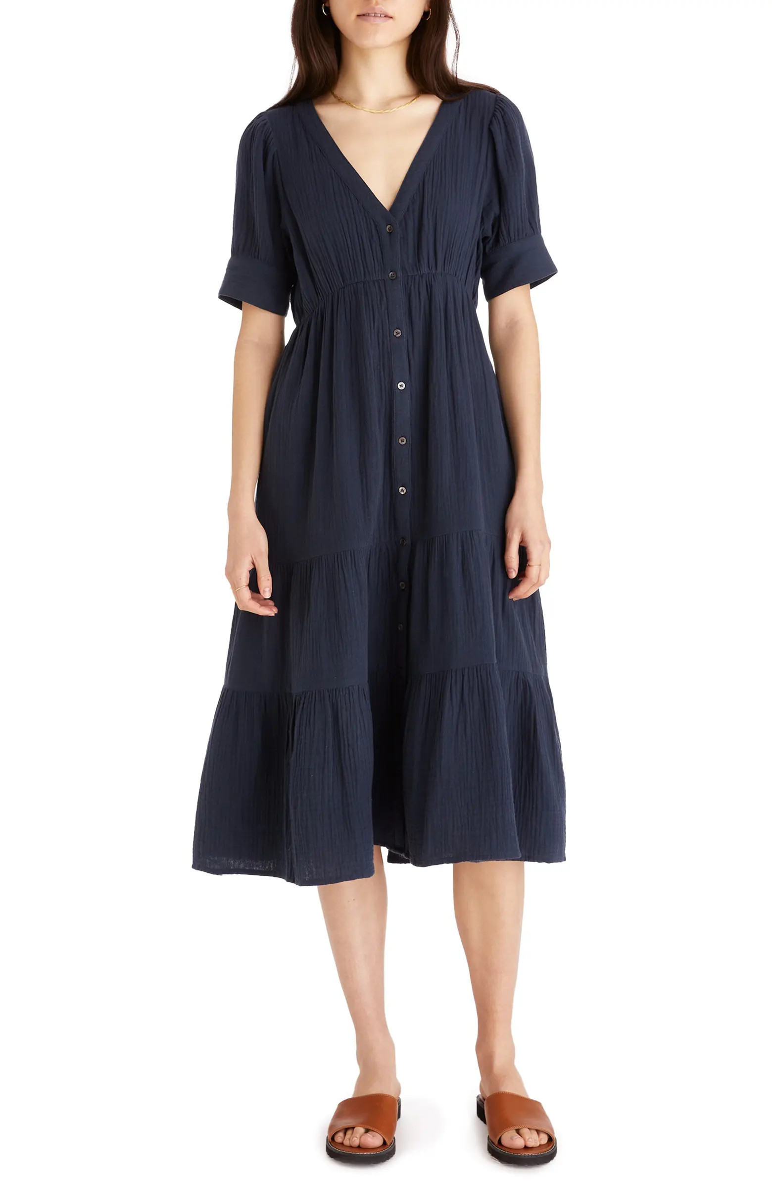 Lightspun Tiered Button Front Midi Dress | Nordstrom
