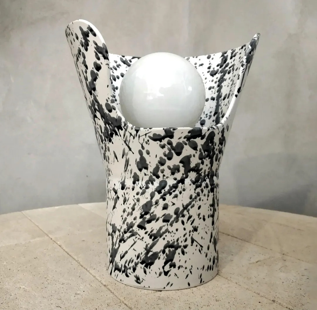 Cowboy Chic - White - Black Modern Designer Ceramic Table Lamp. - Etsy | Etsy (US)
