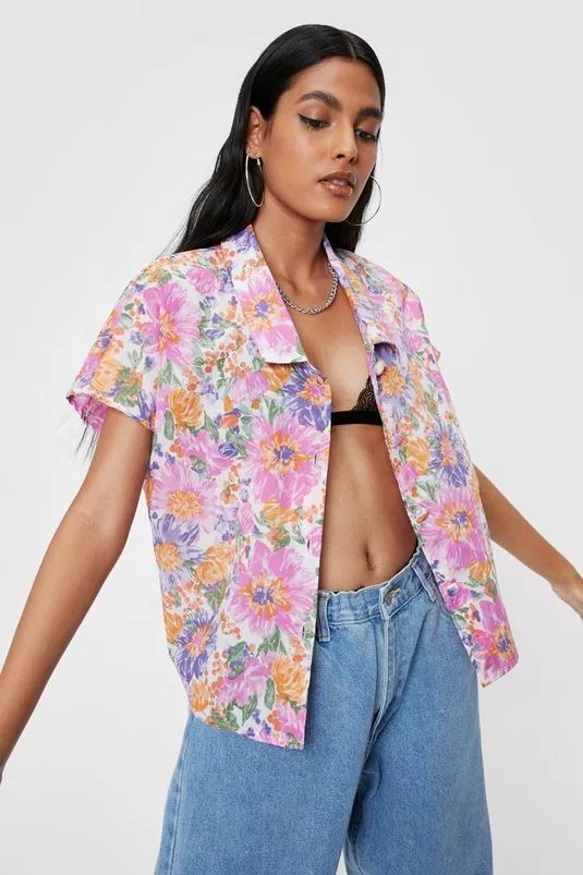 Floral Button Down Short Sleeve Shirt | Nasty Gal (US)