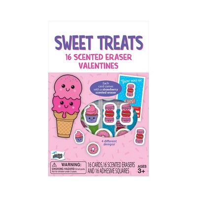 Mello Smello 16ct Valentine's Day Strawberry Scented Kids Erasers with Valentines | Target