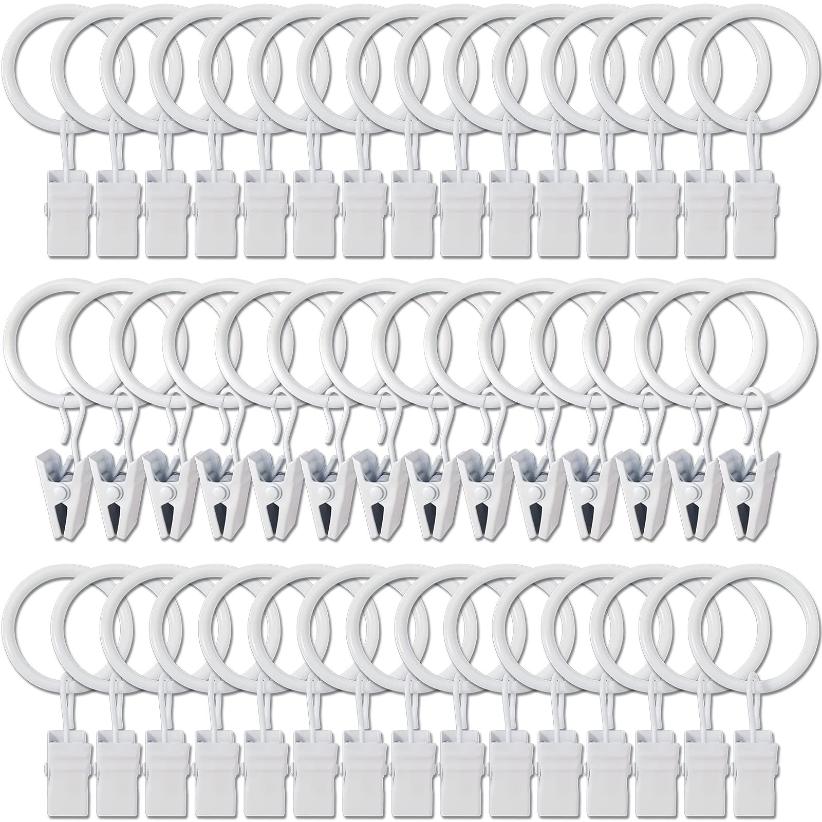 44 Pack Metal Curtain Rings with Clips, Drapery Clips with Rings, Drapes Rings 1 in I D, Fits Dia... | Amazon (US)
