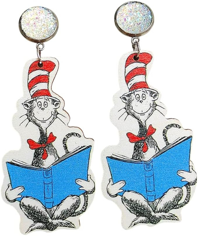 Unique Wooden Acrylic Drop Dangle Earrings Cute Cat Dog Elephant Frog Asymmetric Funny Earrings L... | Amazon (US)