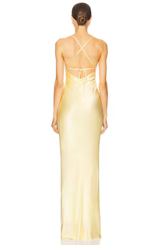 La Lune Lace Back Maxi Dress in Lemon | Revolve Clothing (Global)