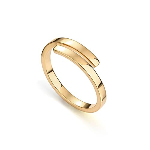 PAVOI 14K Gold Plated Twist Stacking Ring l Bands for Women (Yellow Plated, 6) | Amazon (US)