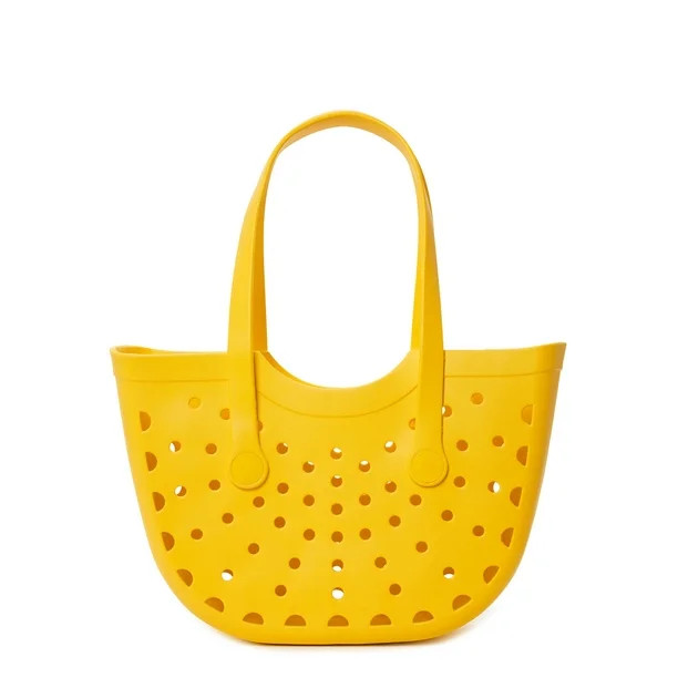 Time and Tru Women’s Molded Beach Tote Bag Yellow Quartz | Walmart (US)