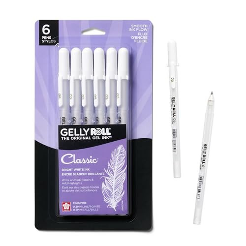 SAKURA Gelly Roll Gel Pens - Fine Tip Ink Pens for Journaling, Art, or Drawing - Classic White Ink - All are Tip Size Fine 05-6 Pack | Amazon (US)