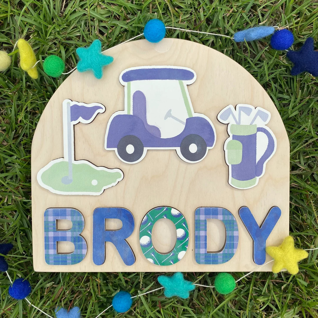 Golf Theme Wooden Name Puzzle | Personalized Name Puzzle | Wooden Name Puzzle | Personalized Gift... | Etsy (US)