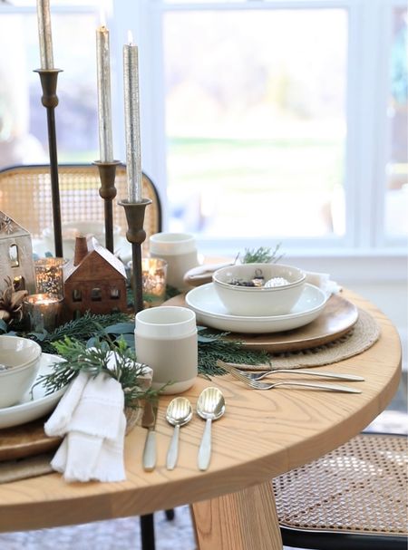 Winter tablescape featuring my 16 piece stoneware set from Corelle in the color Oatmeal!  
The most durable dinnerware in the market and it’s dishwasher, oven and microwave safe!!!

#LTKHoliday #LTKhome #LTKSeasonal