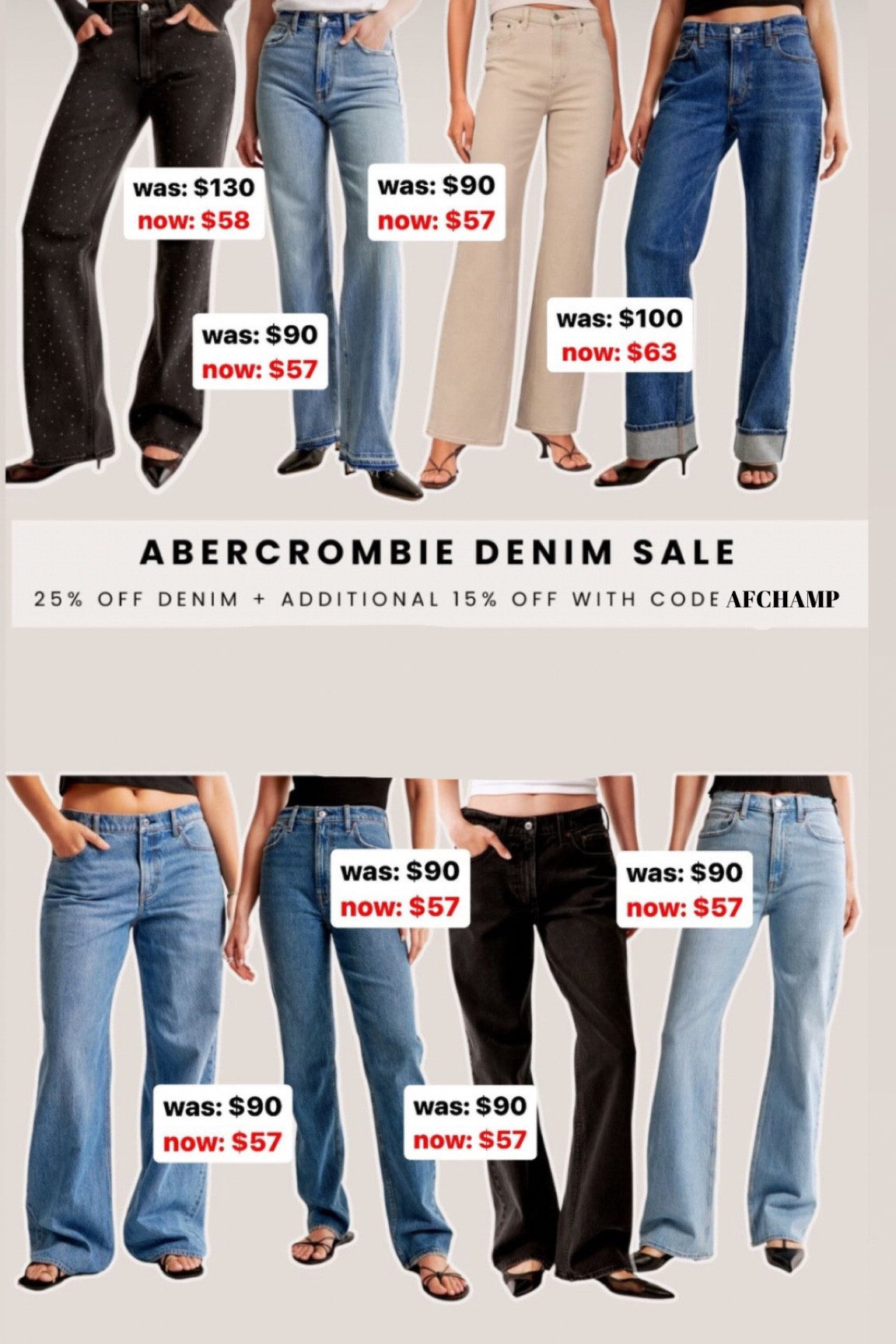 Abercrombie denim sale_ 25% off plus 15% off code: AFCHAMP

Fall style
Fall denim
Denim stye
Boyfriend
Flare
Bootcut
Baggy
Loose
Fall trends 

#LTKSaleAlert #LTKFindsUnder100 #LTKBacktoSchool