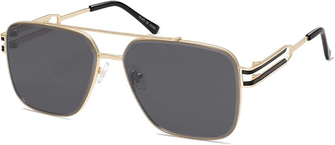 SOJOS Retro Square Metal Frame Sunglasses for Women Men, Vintage Double Bridge Flat Lens Women Me... | Amazon (US)