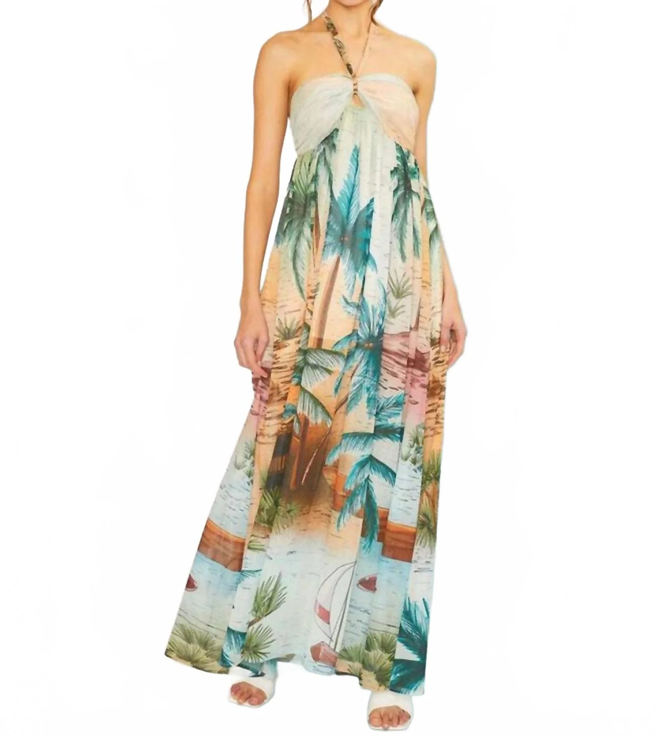 Palm Tree Maxi Dress In Multi | Shop Simon