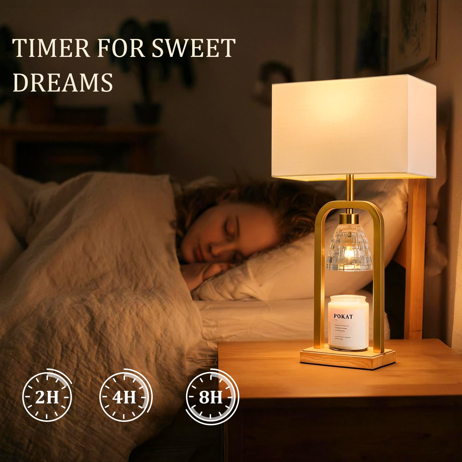 PoKat Electric Candle Warmer Lamp Gold, Lamp Candle Warmer with Timer Dimmer, Wax Light Warming T... | Amazon (US)