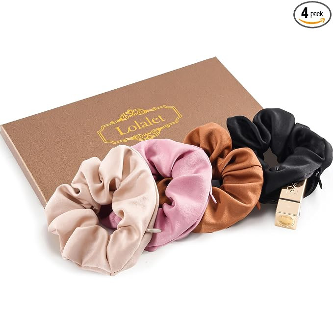 Lolalet Stash Scrunchies, 4 PCS Hair Scrunchies With Zipper Pocket, Hidden Pocket Scrunchie for H... | Amazon (US)