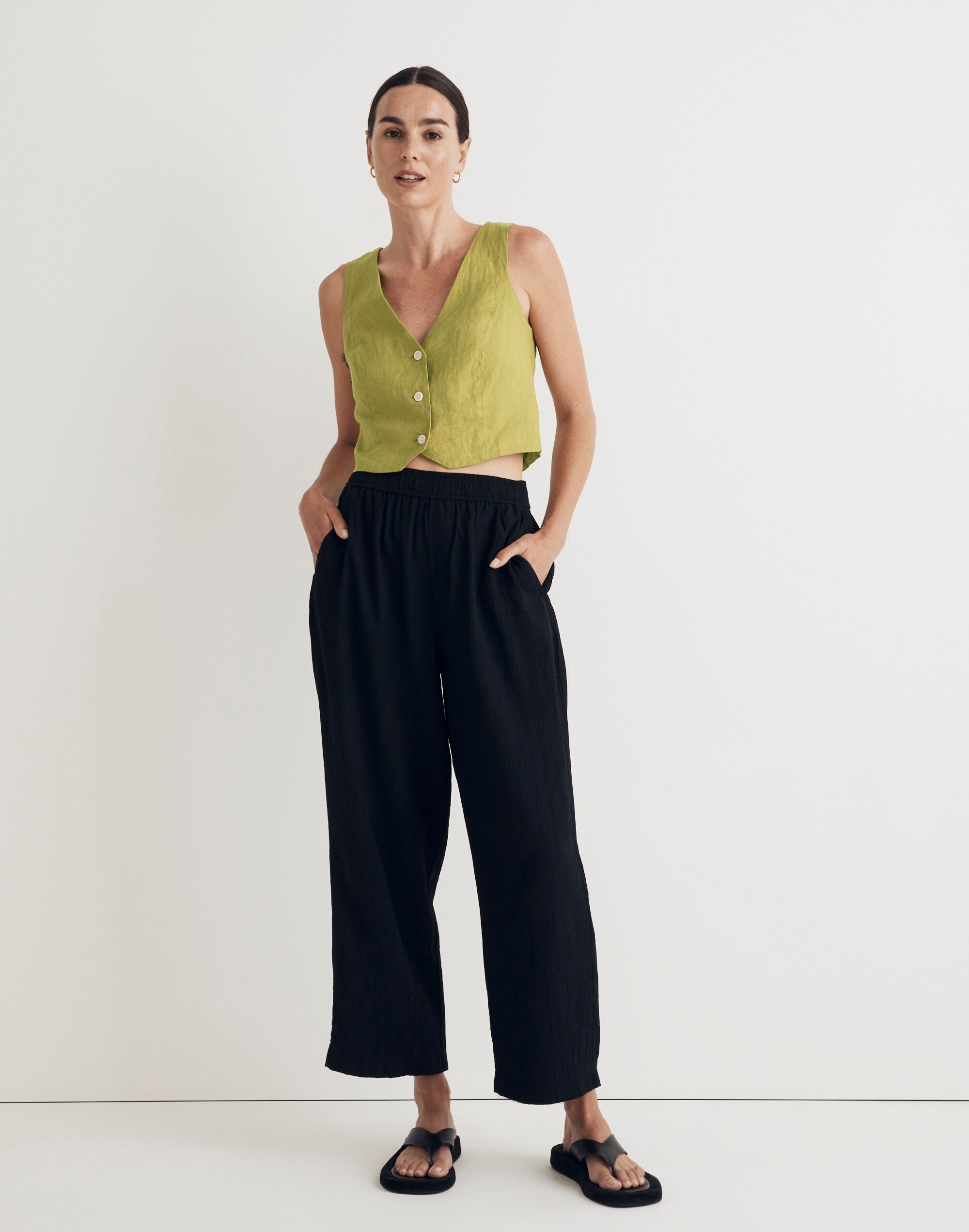 100% Linen Katrina Crop Vest Top | Madewell | Madewell